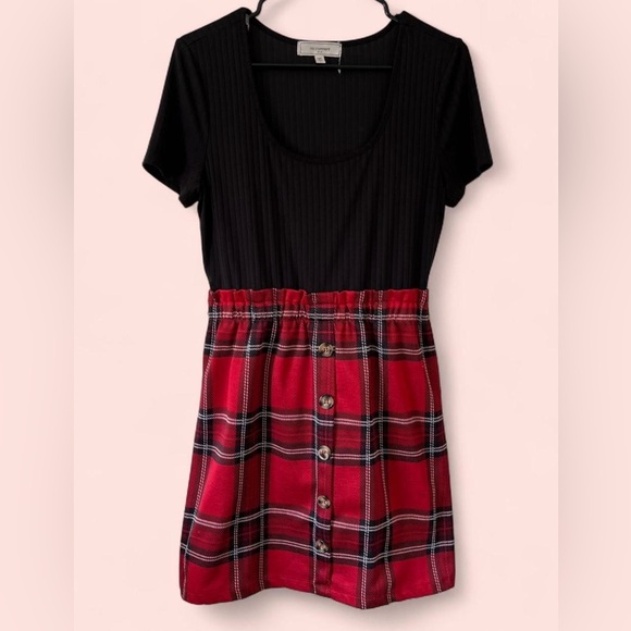 Vintage Y2K Women’s Large No Comment Tartan Plaid Bodycon Grunge A-Line Dress - Picture 1 of 8